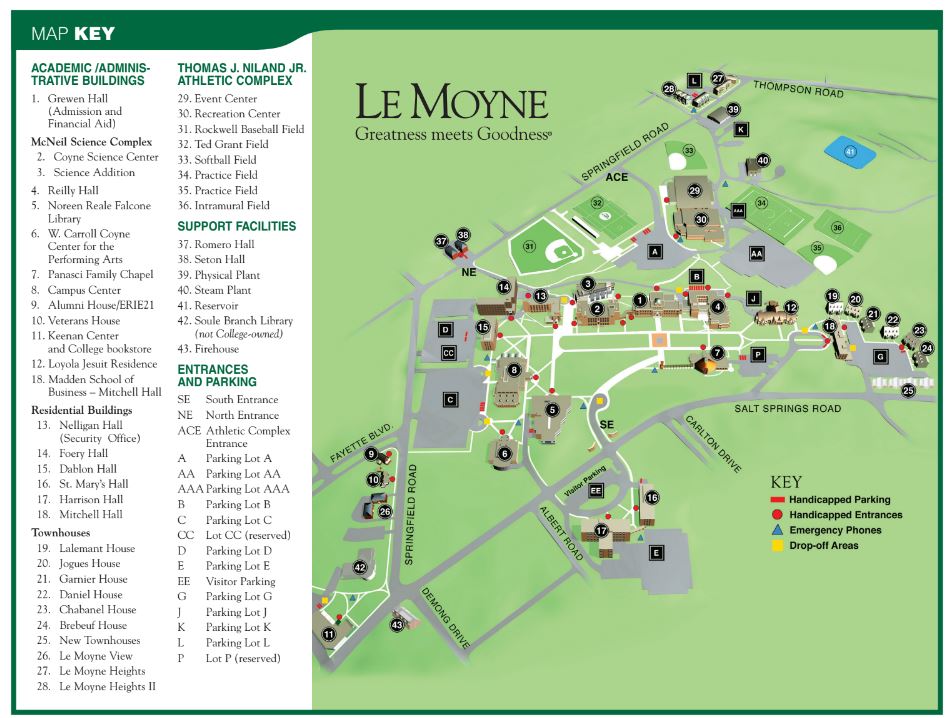 map of Le Moyne College Campus