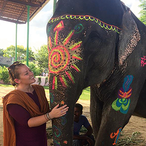 Student with elephant